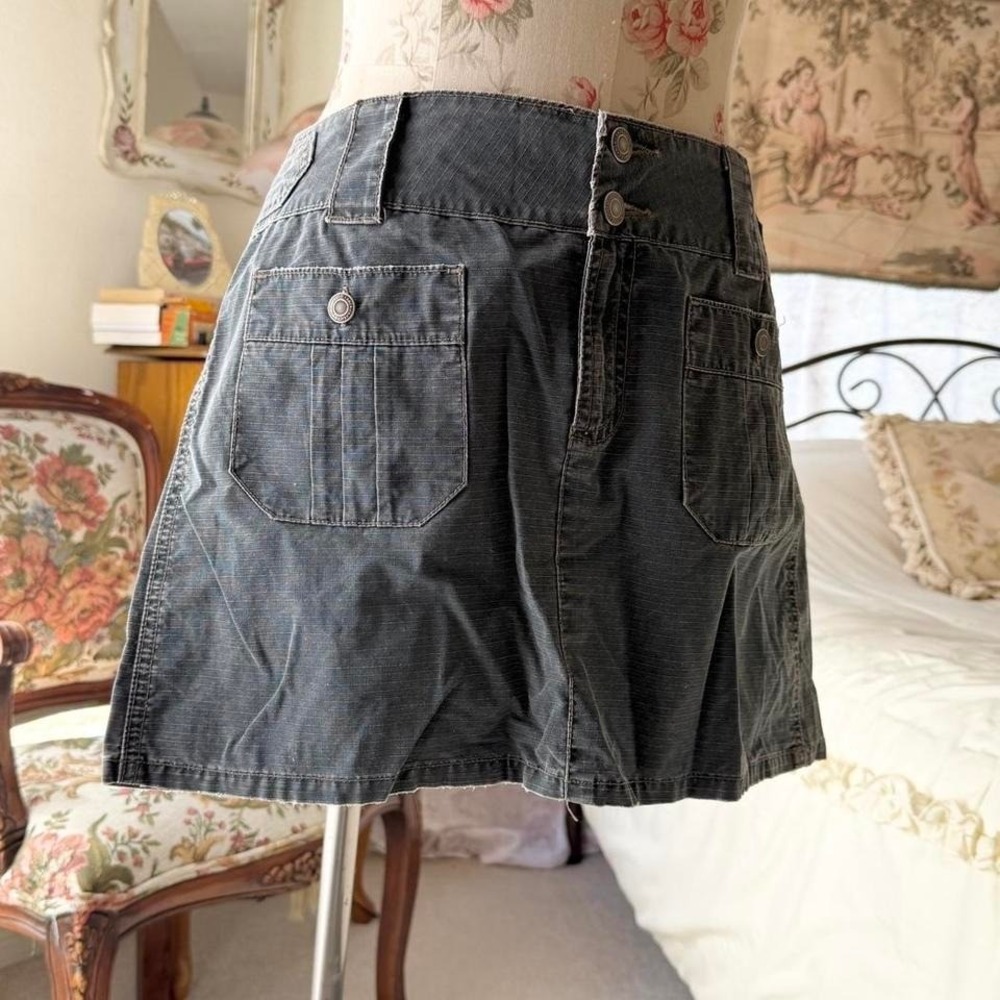 y2k cargo mini skirt blue 100% cotton‎